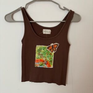 gia milan co brown butterfly handmade crop tank top for kenzie ziegler